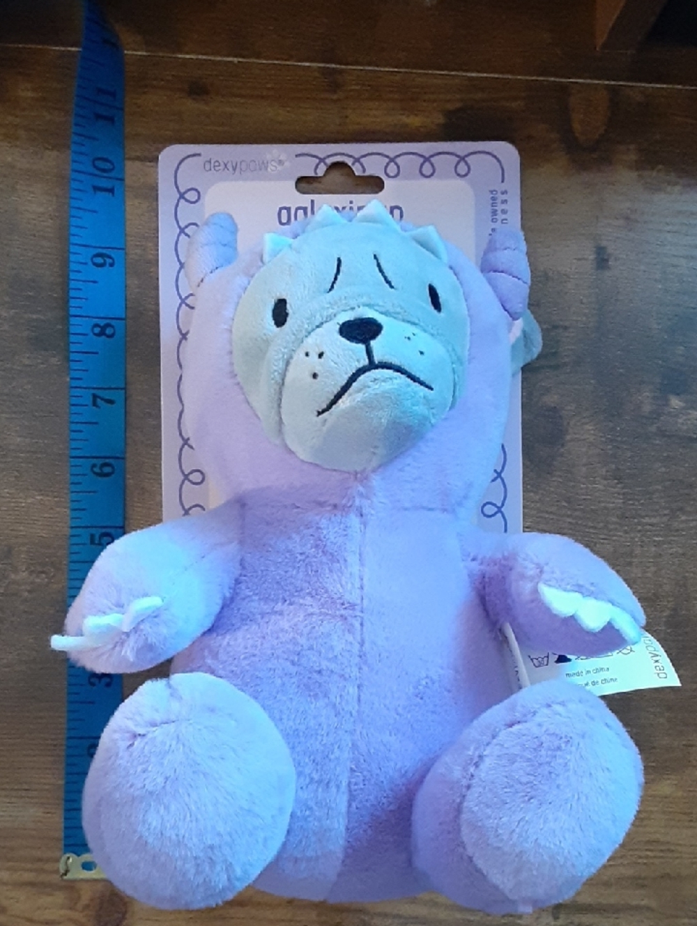 Purple Frenchie Alien soft plush squeaky dog toy - Picture 4 of 7